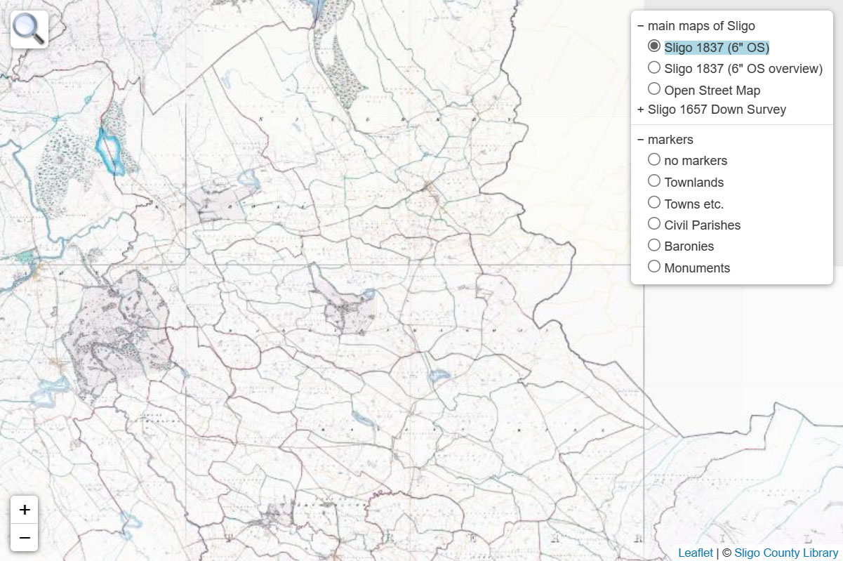 screenshot of a Sligo 1837 Ordnance Survey Six-Inch map